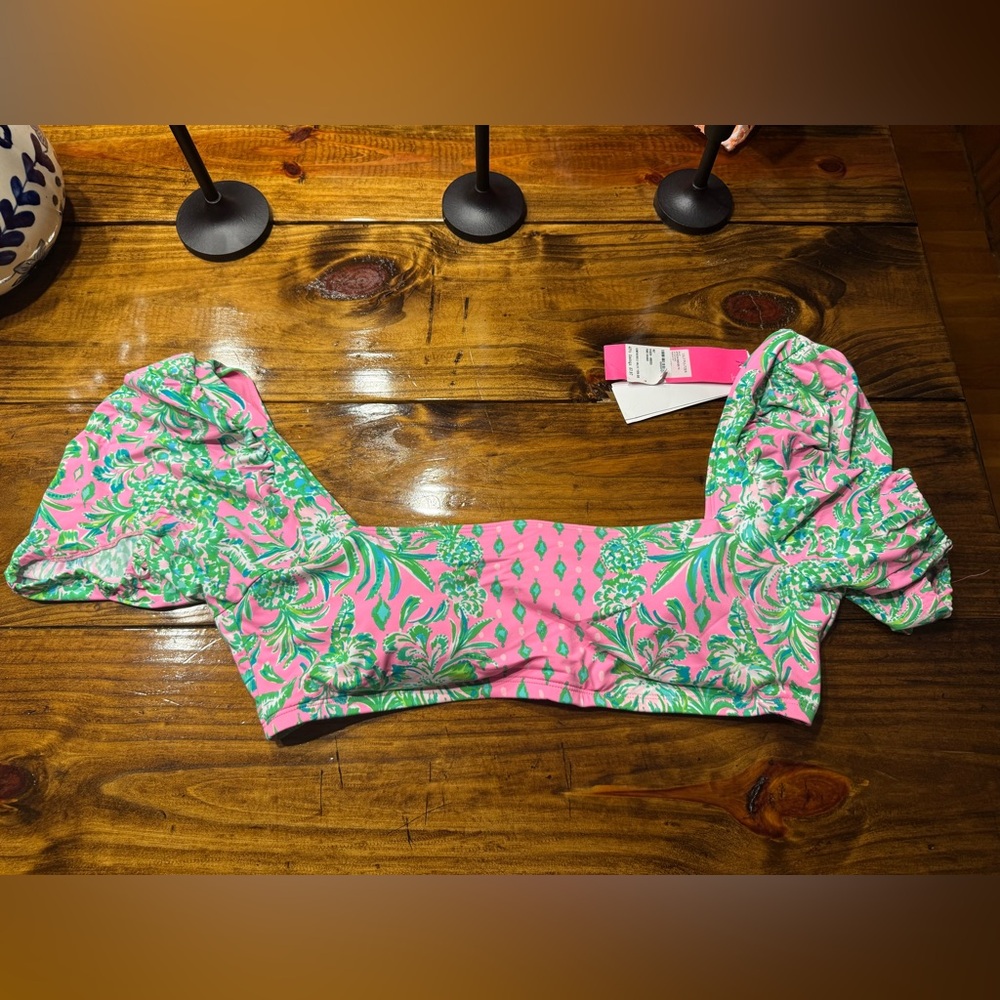 Lilly Pulitzer Pink and Green Bikini Top
